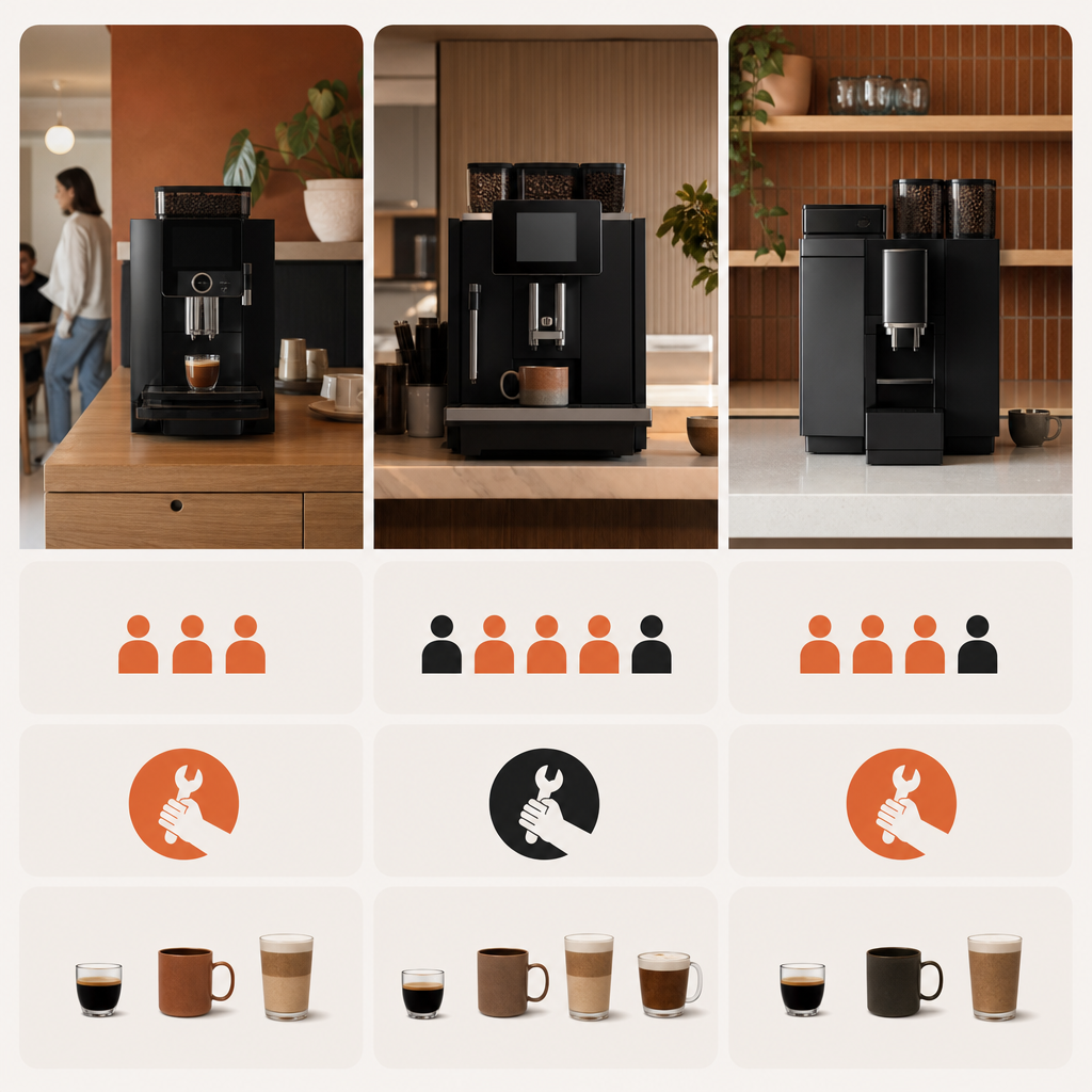 Comparison of Jura, WMF and Schaerer office machine strengths
