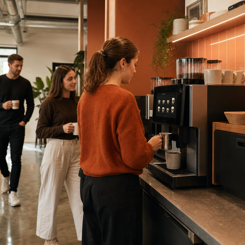WMF machine serving coffee in a mid-sized office